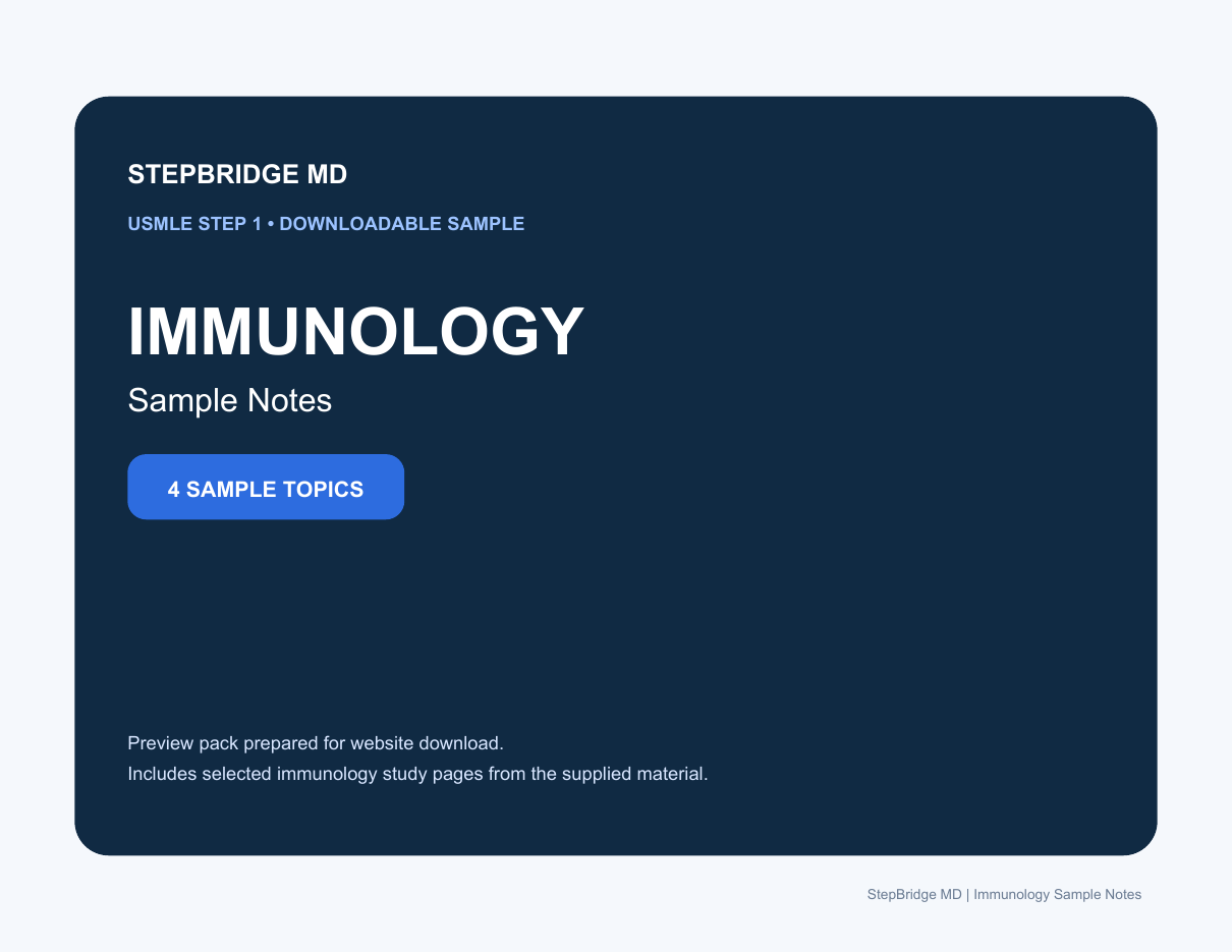 Immunology Sample Notes front-page cover